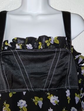 Maeve Black Floral Sundress with Lilac Flowers Size Small
